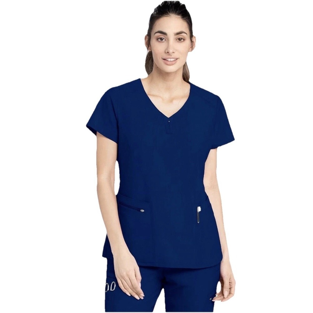 Greys Anatomy Signature Barco Womens Scrub Top Notch Yoke Neck 4Way Stretch SZ S